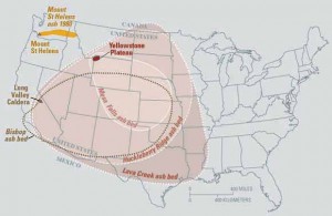This map from the U.S. Geological Service shows the range of the volcanic ash that was deposited after the biggest of the Yellowstone National Park eruptions around 2.1 million years ago.