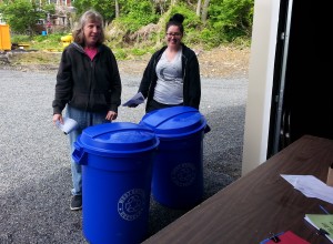 Karen and Holly. Among the first to claim a bin.